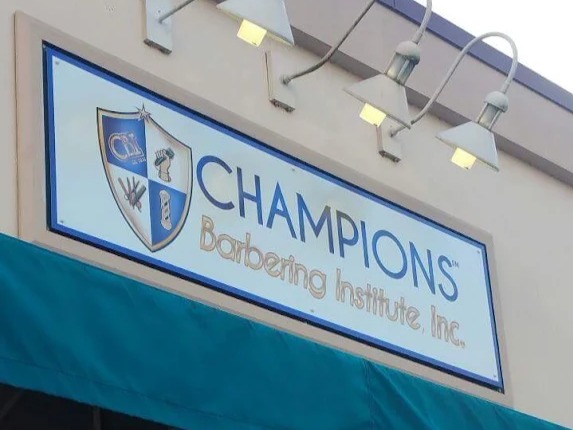 Champions Barbering Institute storefront on NE Killingsworth, Portland